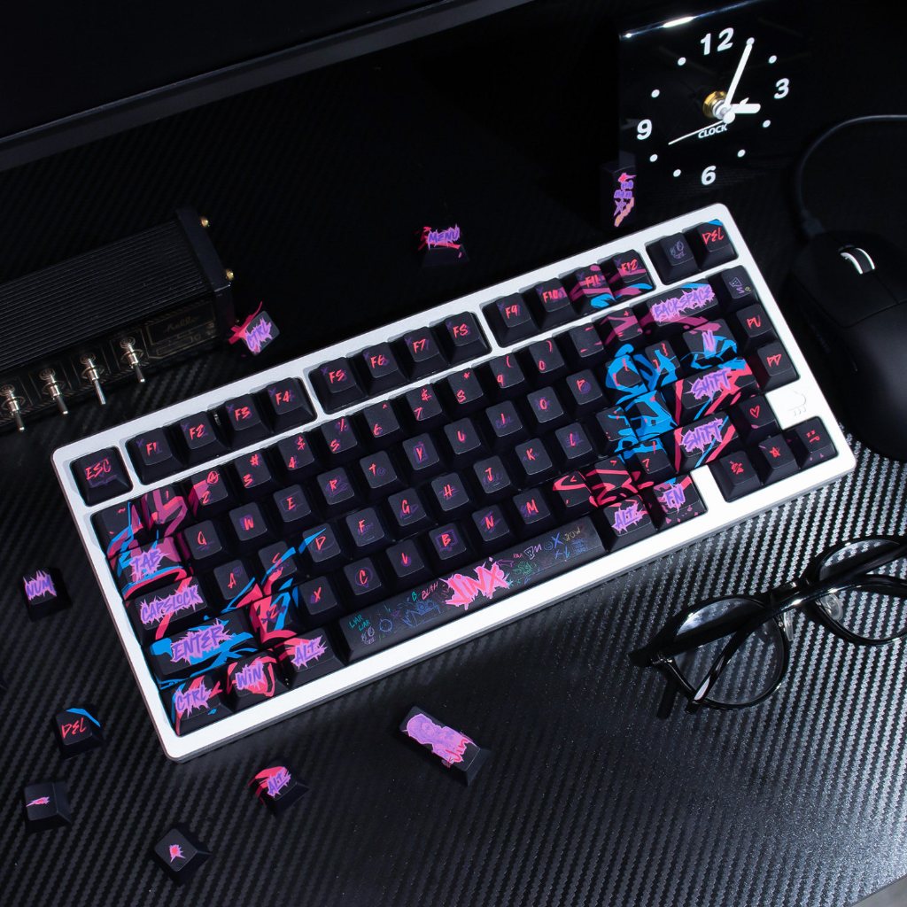 Jual Jinx Keycaps Cyberpunk Hitam PBT dye-sub Cherry profile Keycap set ...