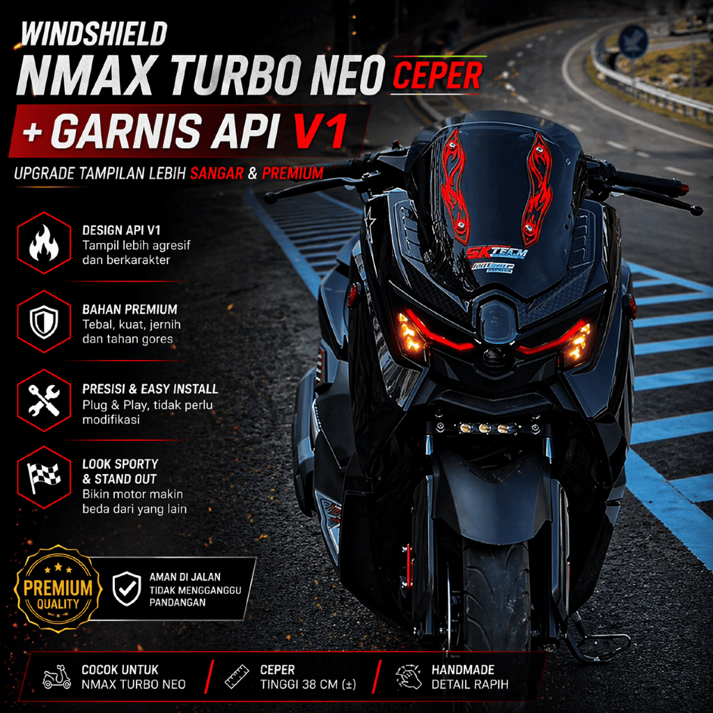 BXgarage - VISOR CEPER MODEL CYBORG NMAX TURBO NEO GARNIS API V1 PRESISI DAN TEBAL