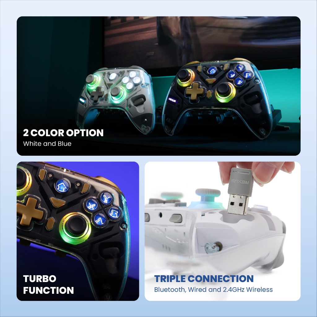 Rexus Multiplatform Gamepad Wireless Bluetooth Gladius GX500 (3)