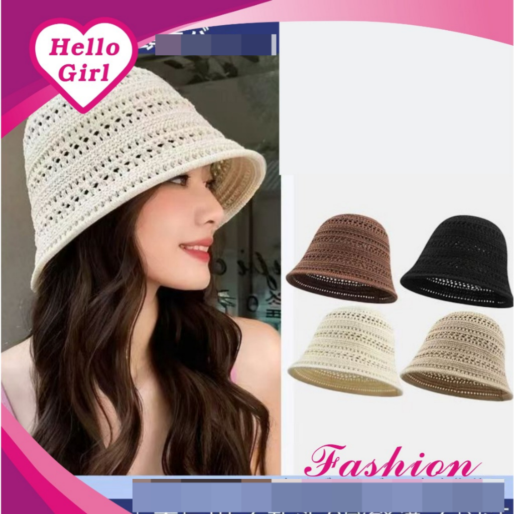 Jual (Hello Girls )MZ95 Topi Wanita Gaya Bucket Model Rajut Terbaru ...