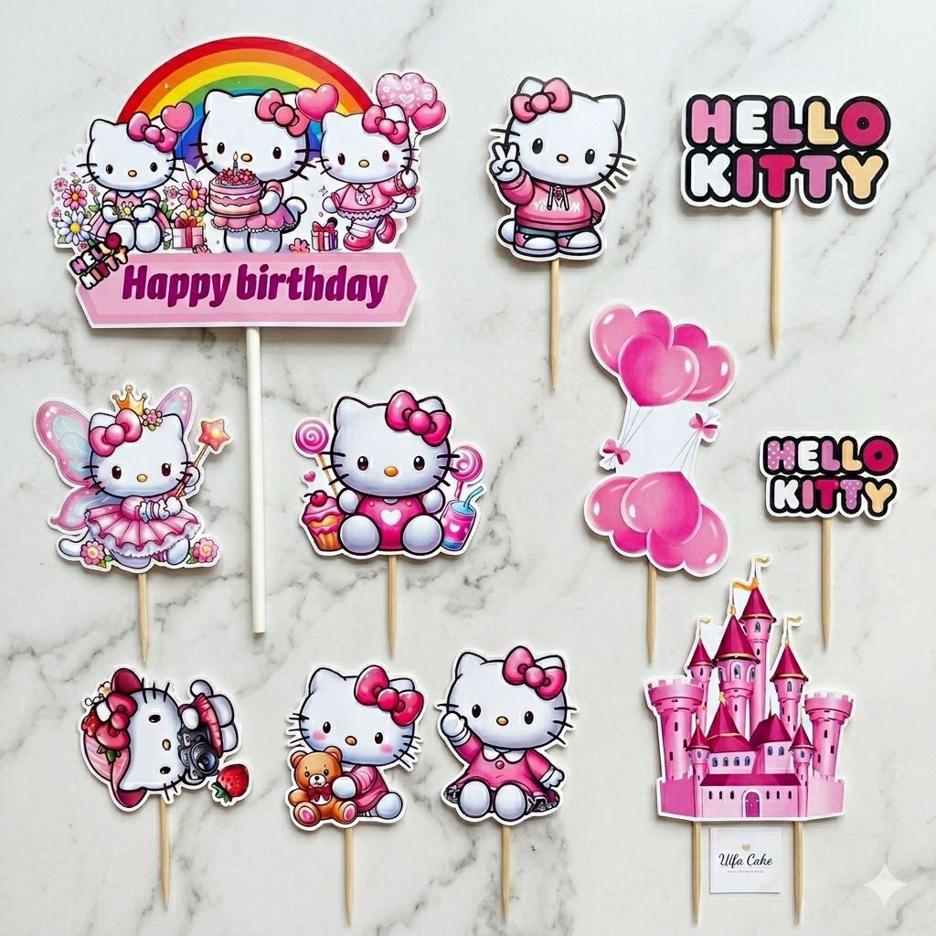 Jual Topper Hello Kitty / Topper Cake Happy Birthday / Hiasan Kue Ulang ...