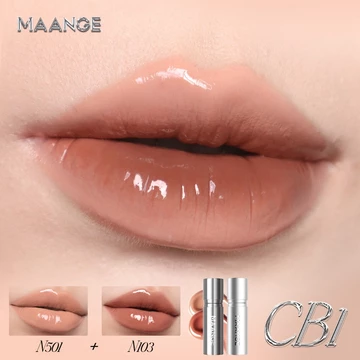 MAANGE Satin Glow Lip Tint Duo Kit Non Sticky Hydrating Lip Glossy Natural Tahan Lama MG CL02