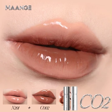 MAANGE Satin Glow Lip Tint Duo Kit Non Sticky Hydrating Lip Glossy Natural Tahan Lama MG CL02