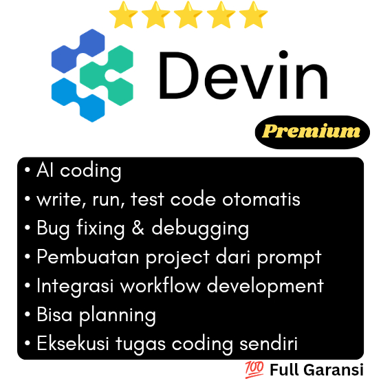 Devin Ai pro | • AI coding (write, run, test code otomatis) • Bug fixing & debugging