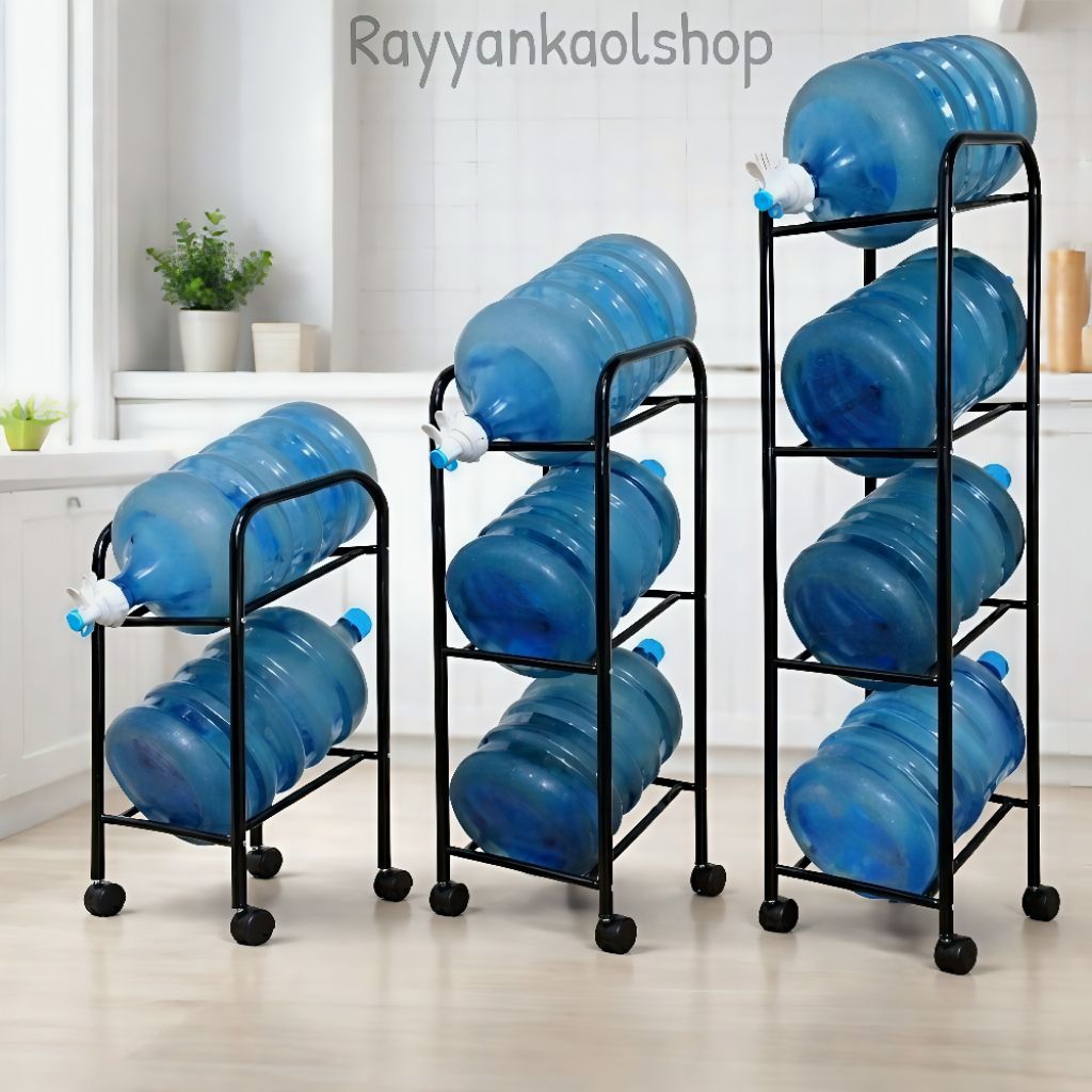 Jual Rak Galon Susun 4 Tempat Galon Susun Besi Roda | Shopee Indonesia