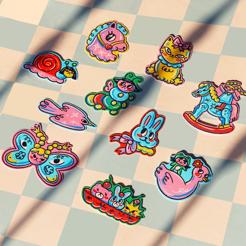 Jual Plaid Playdate Glitter Sticker | Liunic on Things | Diecut Sticker ...