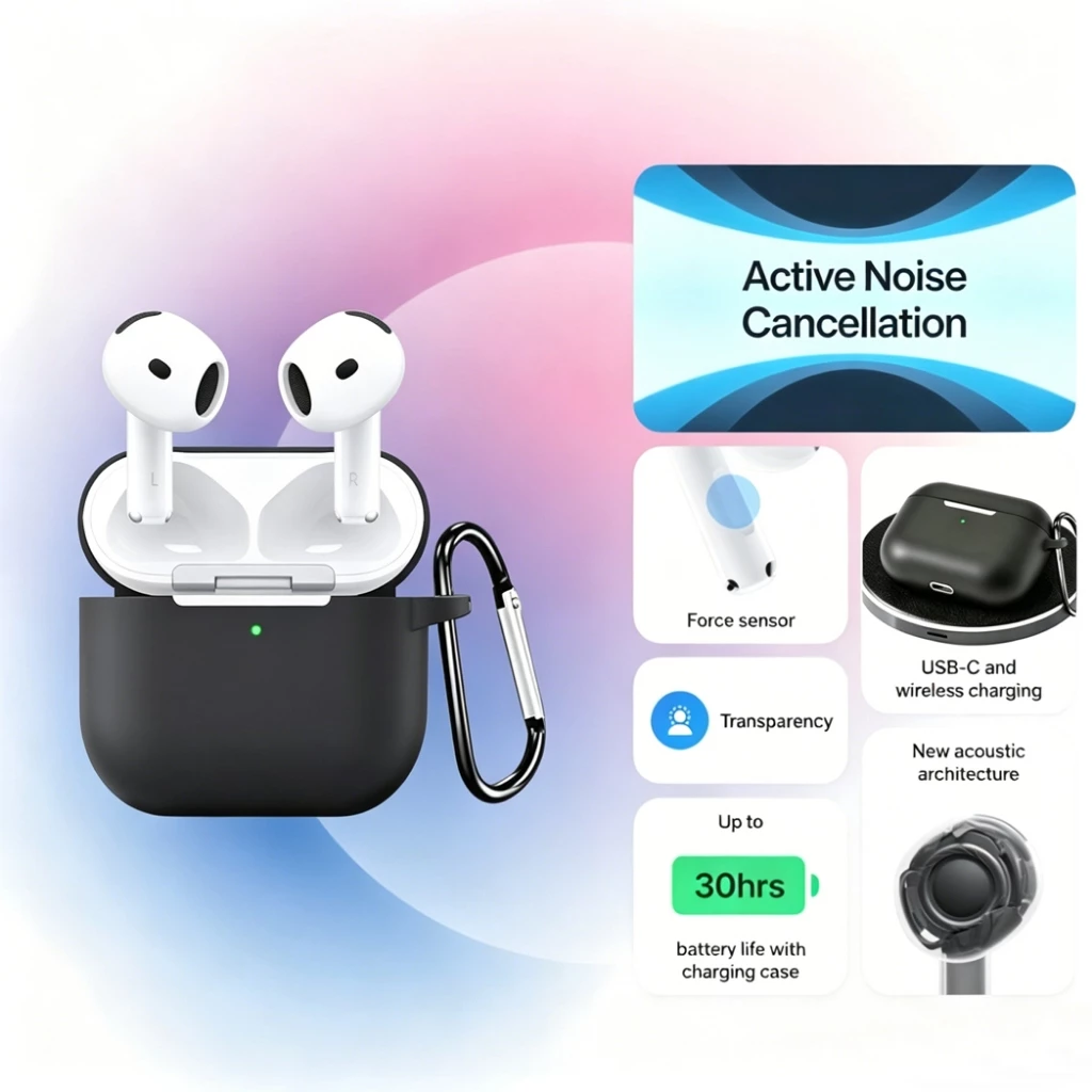 Novapod ThePods Gen 4 Gaming Headset IMEI & Serial Number Detectable + Spatial Audio Active Noice Cancellation With Charging Case Mini Earbuds Headphone USB-C Gen 4 Up To 5 Jam Playtime Dengan Tahan Debu Keringat Dan Air TWS Wireless Headset Bluetooth - foto 1