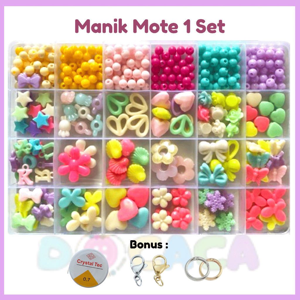 Jual Manik Manik DIY 1 Box/ 1 SET (BONUS Benang Elastis + Ring Pengait ...