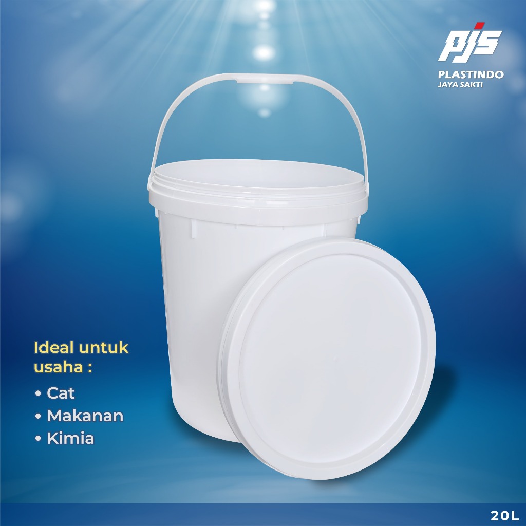 Jual Ember Bucket Plastik Full Set Tutup 20L Putih | Pail Plastik 20 ...