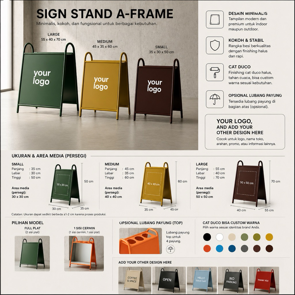 Jual Sign Stand A-Frame Besi | Papan Signage Cafe Premium | Custom Cat ...