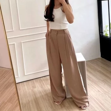 Celana Loose Pants PREMIUM Celana Kulot Anti Kusut Celana Higwhaist Korean Style Double Kancing