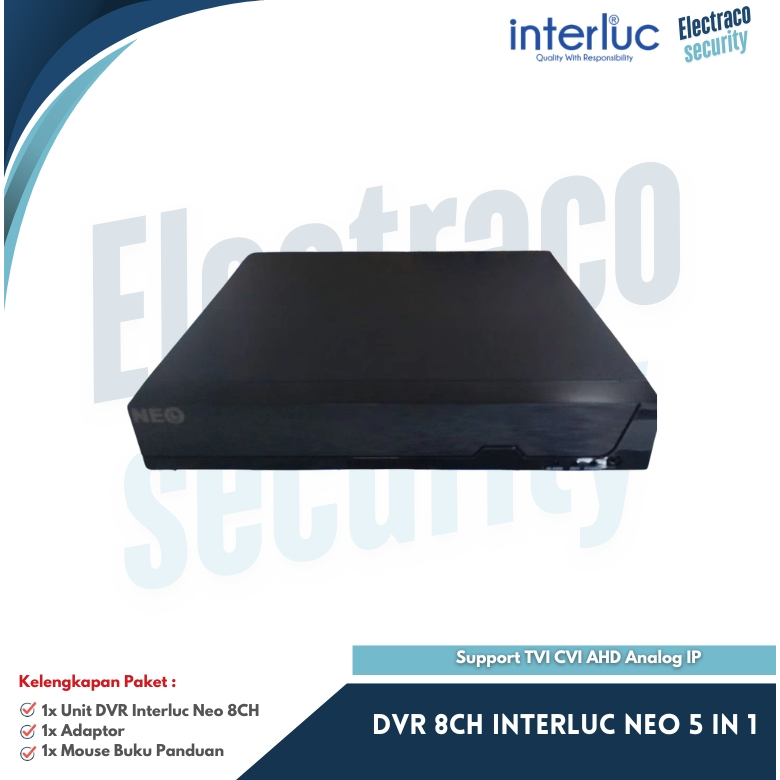 Jual DVR 8CH Interluc Neo 5 in 1 | Support TVI CVI AHD Analog IP ...