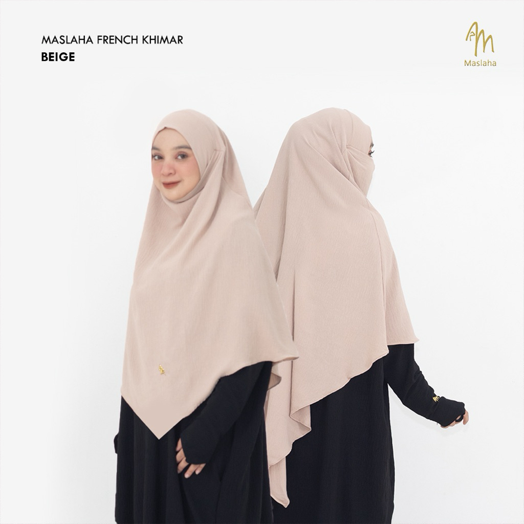 Jual Maslaha Niqab New French Khimar Cream Daily Khimar Muslimah Umroh ...