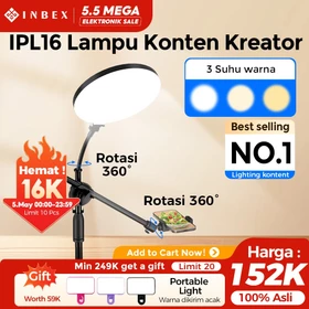 Rotasi 360° INBEX IPL16 Ringlight Lampu Bulat 3in1 Tripod Kamera Holder HP Stand Lighting