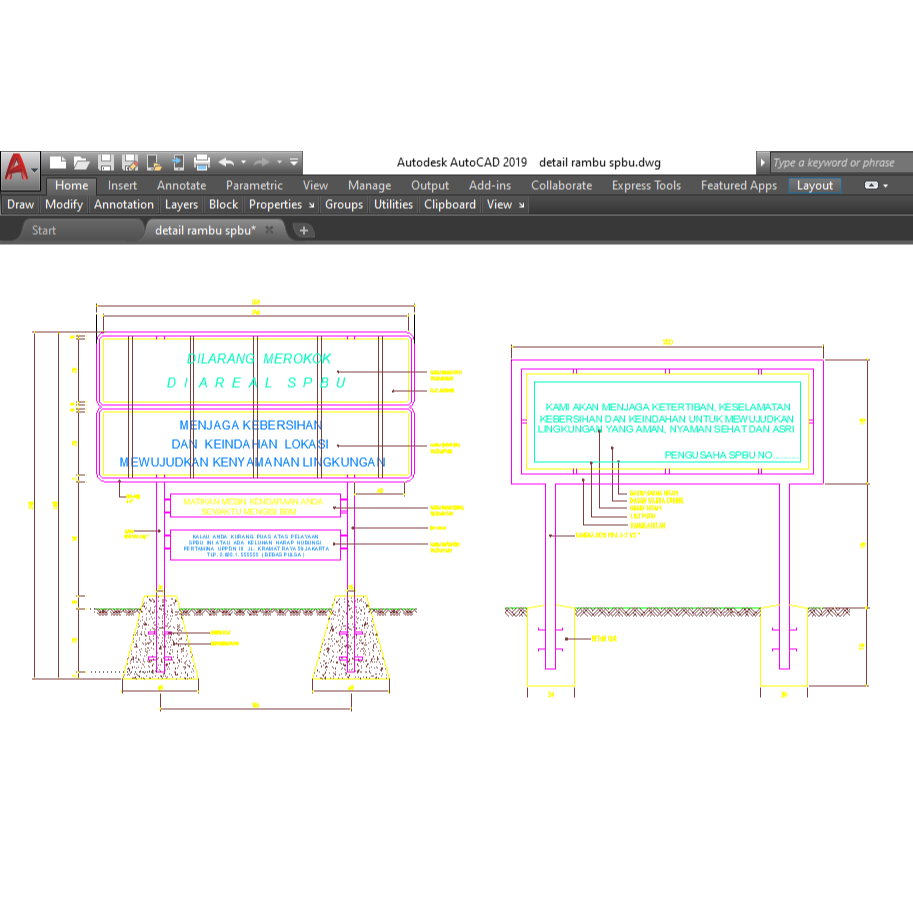 Detail Rambu Dwg