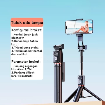 TRBEST Portable Tongsis Tripod 3 In 1 Bluetooth Remote Control Flexible 170CM Tongsis Selfie