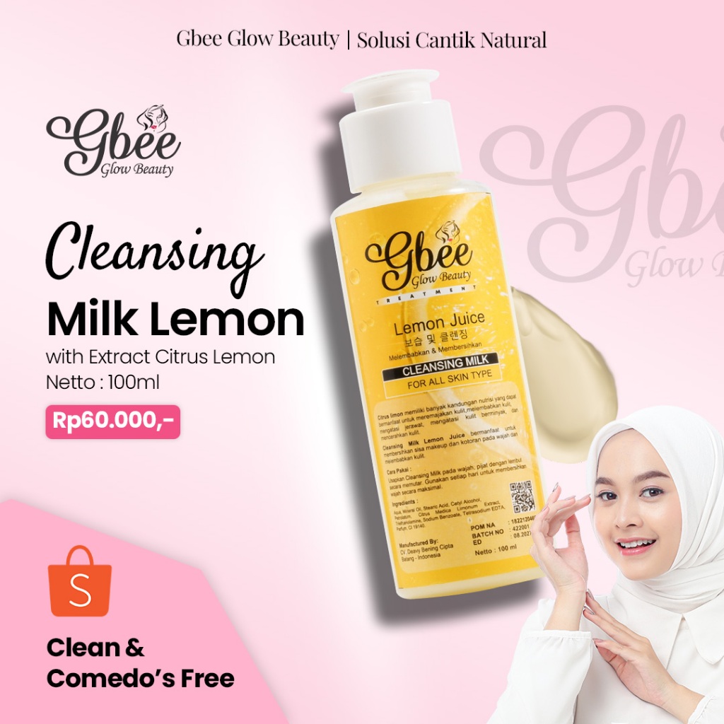 Jual Gbee Glow Beauty Cleansing Milk Lemon Juice Pembersih Kotoran Debu ...