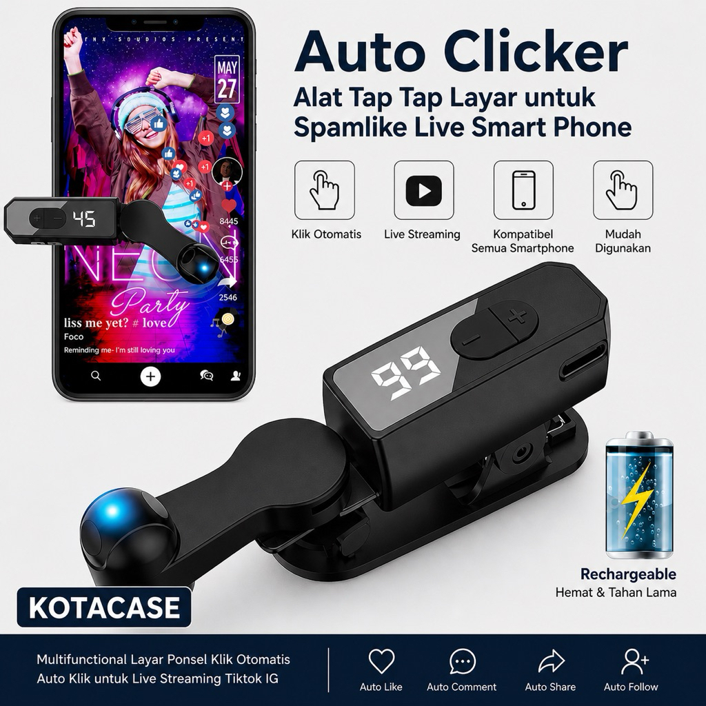 Auto Clicker Alat Tap Tap Layar kekinian untuk spamlike for Smart Phone Multifunctional Layar Ponsel Klik Otomatis Auto Klik untuk Live Streaming Tiktok IGep