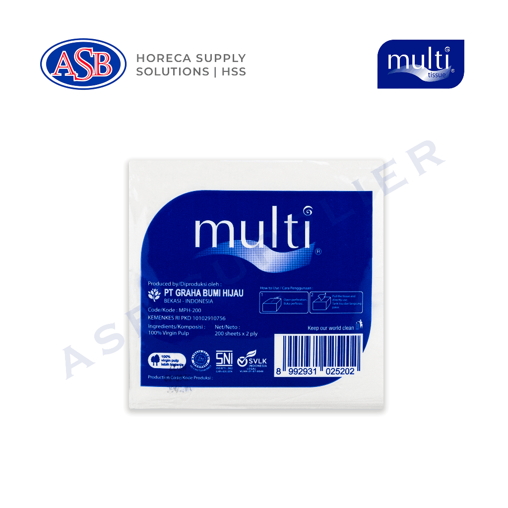 Jual Tissue / Tisu MULTI Pop Up Multipurpose 2 Ply (4 Packs x 200 ...