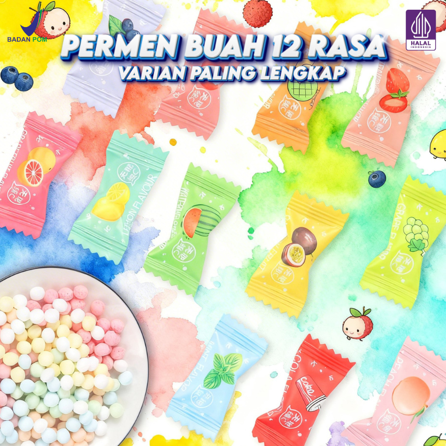 Jual Permen Buah-buahan Viral Dengan 12 Varian Pilihan Aneka Rasa Yang ...