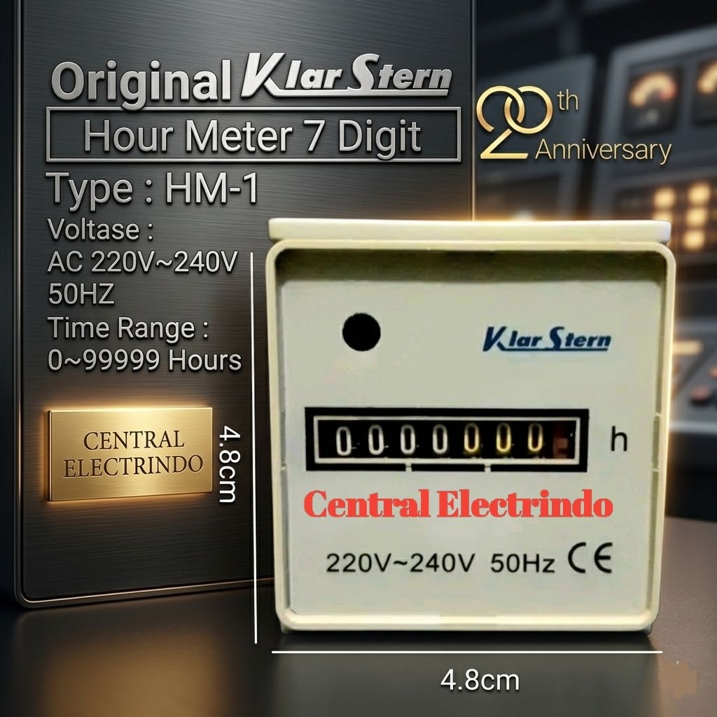 Jual Hour Meter KlarStern HM-1 7 Digit AC 220V (Pengukur Waktu ...