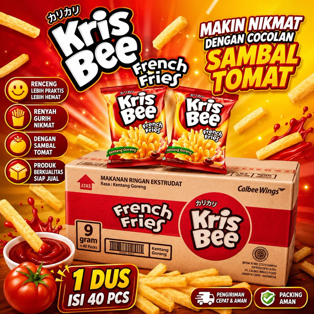 Jual 1 DUS KRISBEE RENCENG FRENCH FRIES ISI 4 RENCENG X 10 SACHET X 9 ...