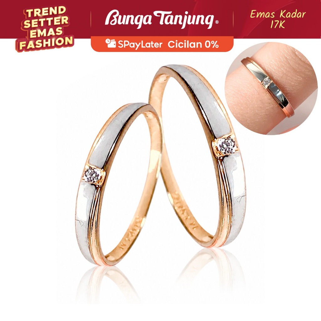 Jual CINCIN NIKAH QEELA WEDDING RING - EMAS 17K - BUNGA TANJUNG GOLD ...