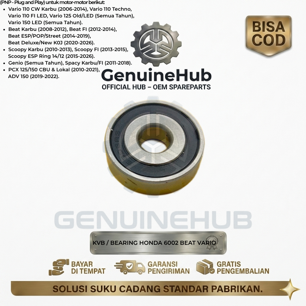 Jual Bearing Laher Bak CVT 6002 RS KVB Tipe Vario 110 125 150 Beat ...