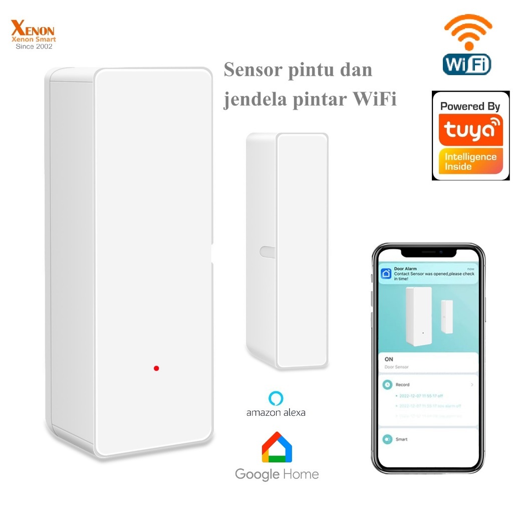 Jual Tuya WiFi Door Sensor Smart Door Window Detector Home Security ...