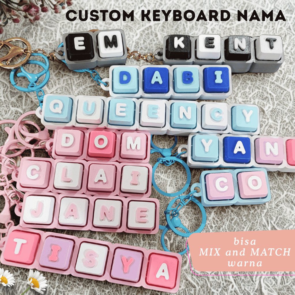 Jual CUSTOM NAMA - Gantungan kunci keyboard clicker nama 3D - keyboard ...