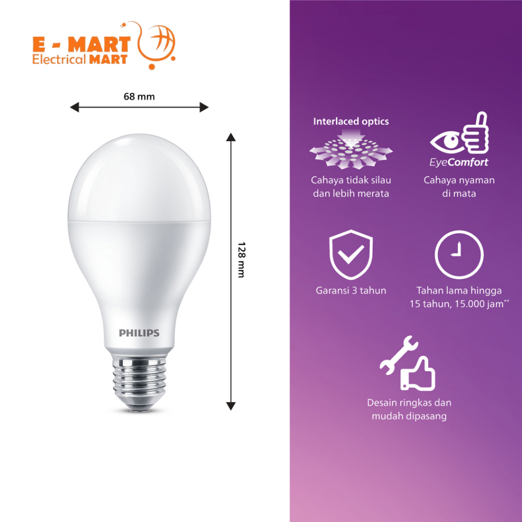 Jual PHILIPS LED Bulb 19W 6500K E27 Warna Putih | Shopee Indonesia