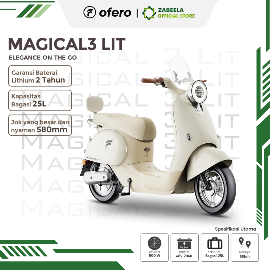 Sepeda Listrik OFERO Magical 3 Lit - Lithium Battery