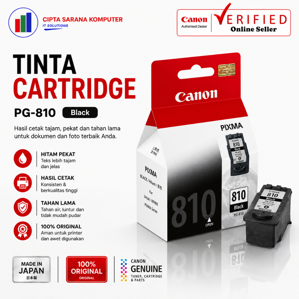 Jual Tinta Original Canon 810 Black PG810 - Tinta Canon iP2770 MP258 ...