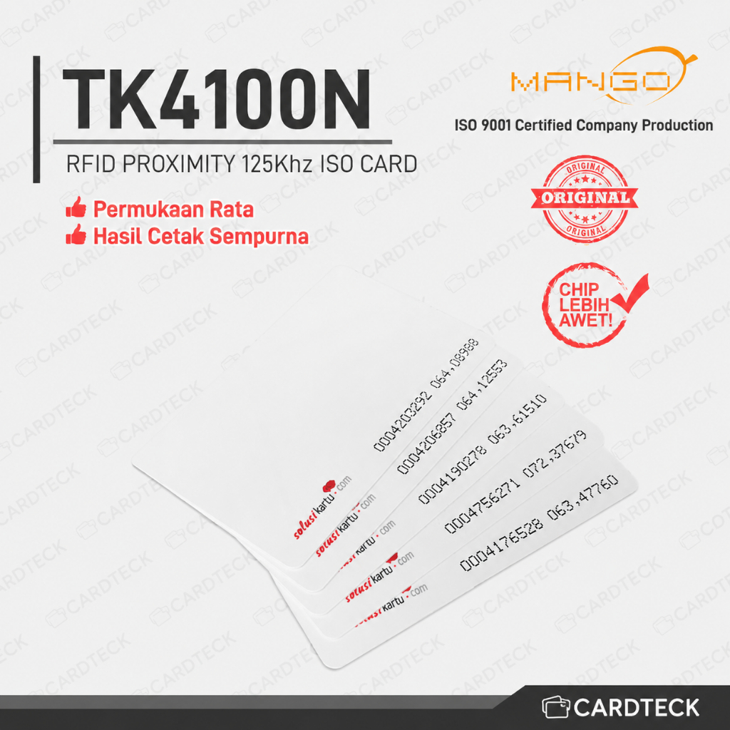 Jual Kartu RFID Proximity 125KHz TK4100N Printed ID Number Mango RFID ...