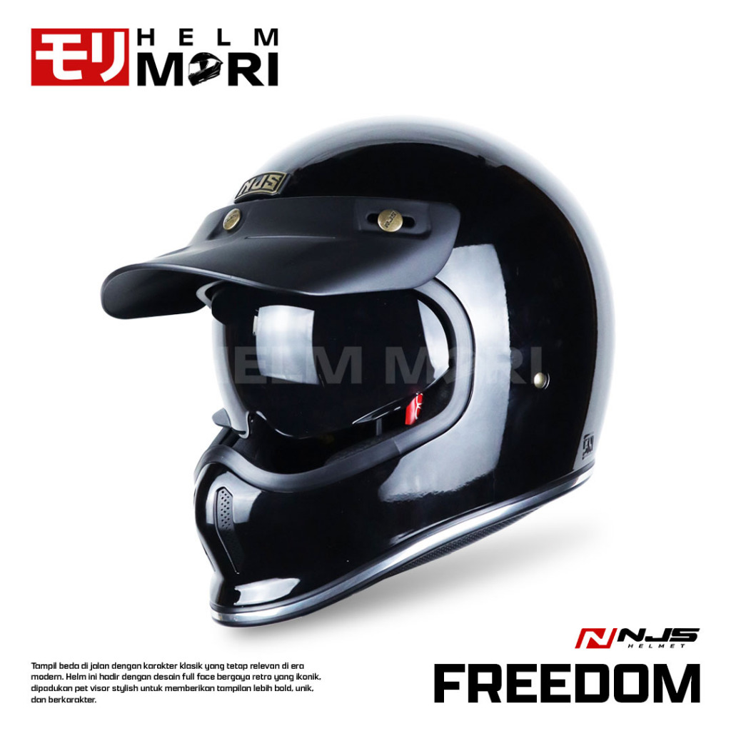 Jual HELMMORI Helm NJS Freedom SOLID Helm Full Face Helm Retro SNI ...