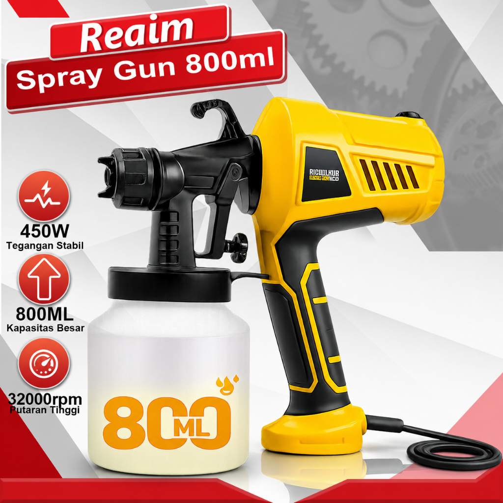 Reaim Spraygun Cat Semprot Listrik 800ML Spray Gun Pistol Alat Cat Semprot Elektrik Alat Semprotan