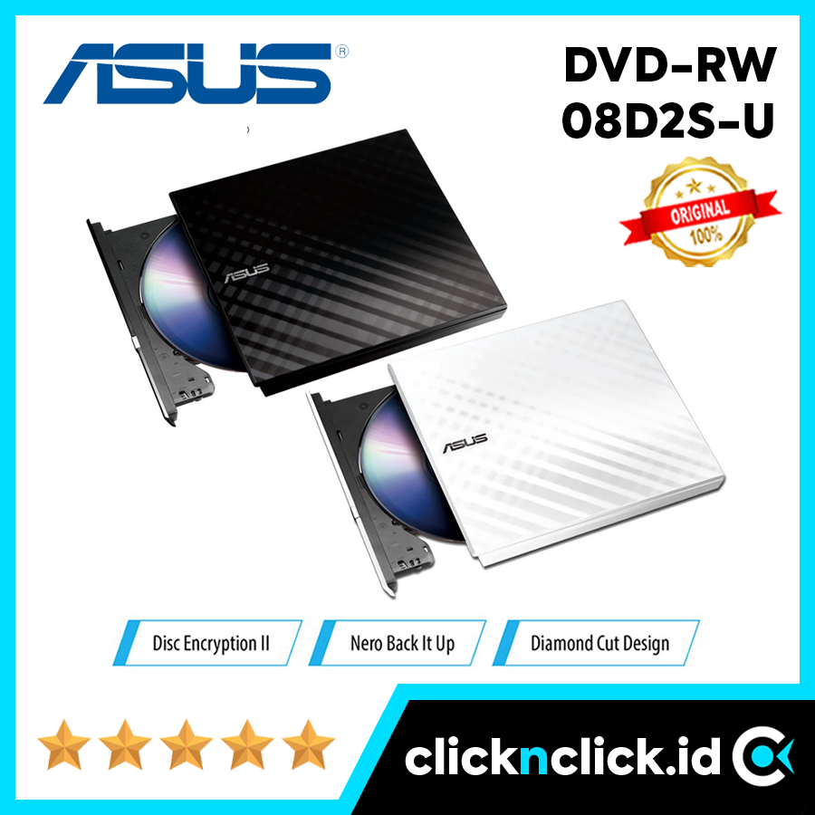 Jual ASUS 08D2S-U - DVD-RW Player External Slim Portable CD Reader ...