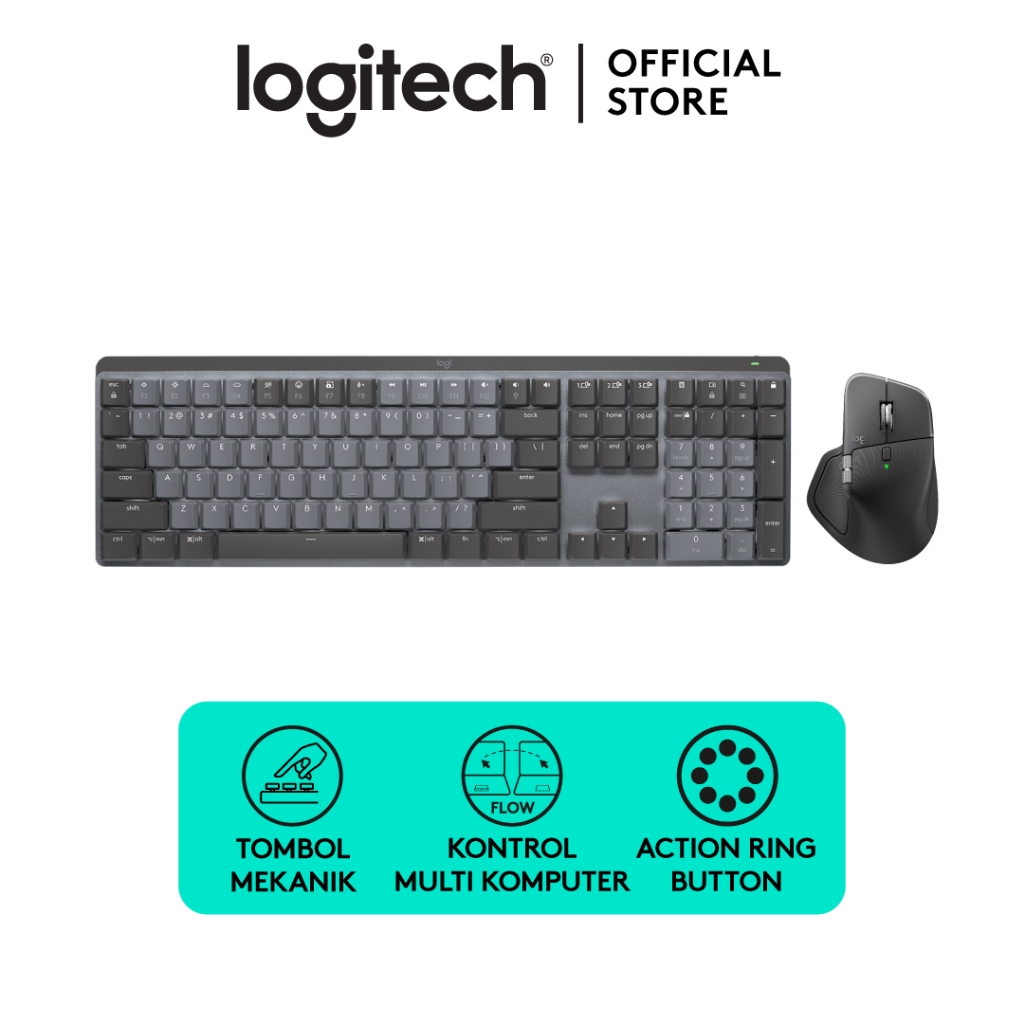 [BUNDLING] Logitech MX Master 4, Mouse Wireless Ergonomis + Logitech MX Mechanical Tactile Keyboard Wireless Bluetooth Backlit (2)