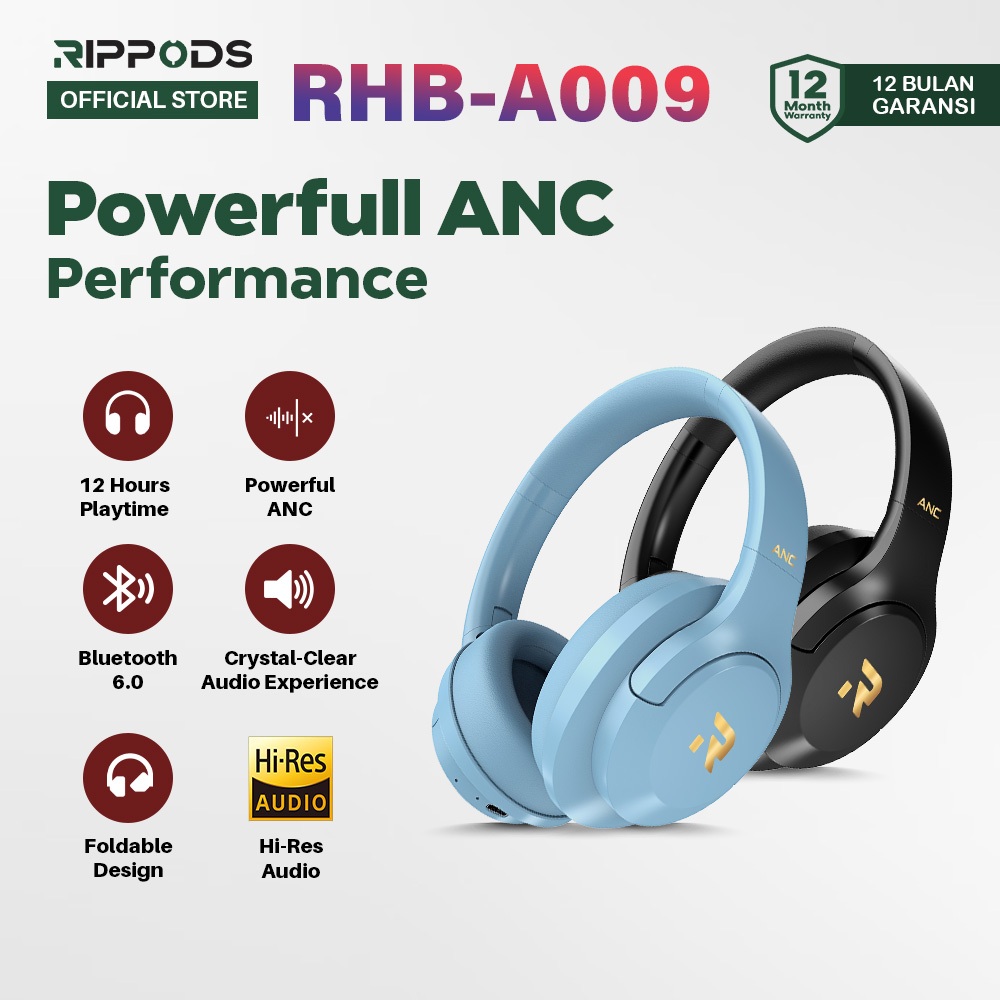 Jual Rippods Headset Bluetooth 6.0 RHB A008/A009/A010 – ANC Peredam ...