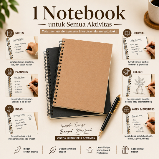 Jual Notebook Spiral A5 Aesthetic Journal 50 lembar Buku Tulis Catatan ...