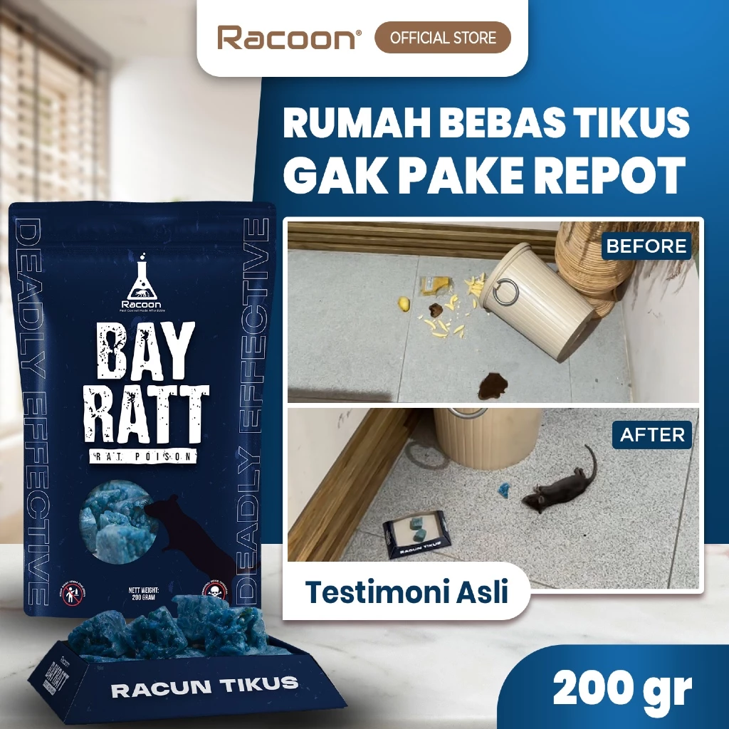 Racoon Racun Tikus BAYRATT Mati Kering Tidak Meninggalkan Bau Bangkai Menyengat / Umpan Tikus - foto 1