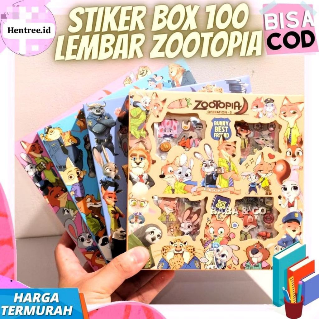 Jual STIKER ZOOTOPIA 100 LEMBAR STIKER LUCU UNIK 1 BOX 100 LEMBAR ...