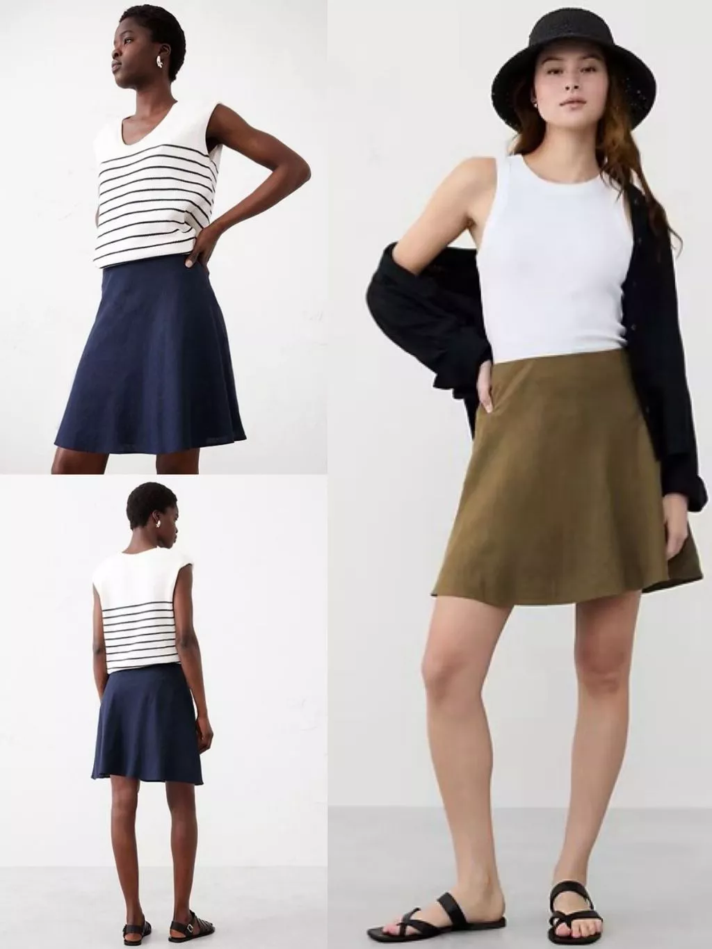 Rok Mini Wanita BR Linen-Blend Mini Slip Skirt - 2429