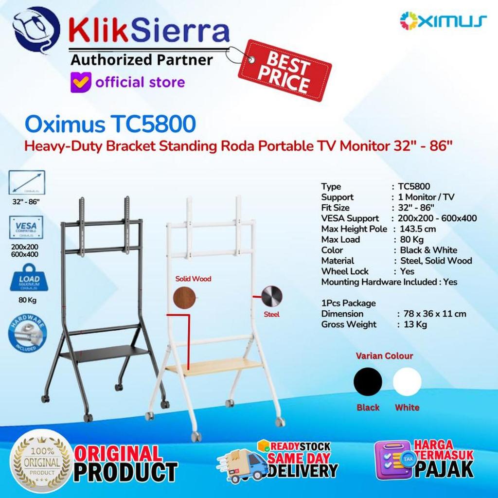 Jual OXIMUS TC5800 Bracket TV Stand Roda Mobile Trolley 32