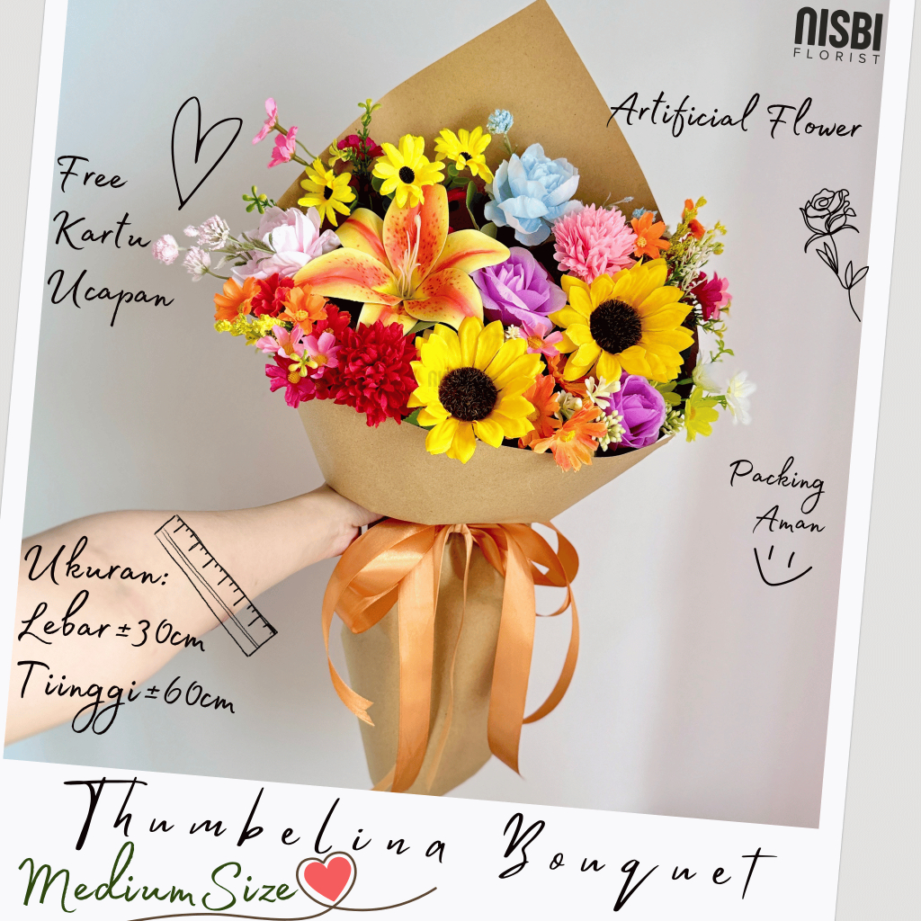 Jual Medium+ Thumbelina Bouquet Sunflower Lily Artificial Termurah ...