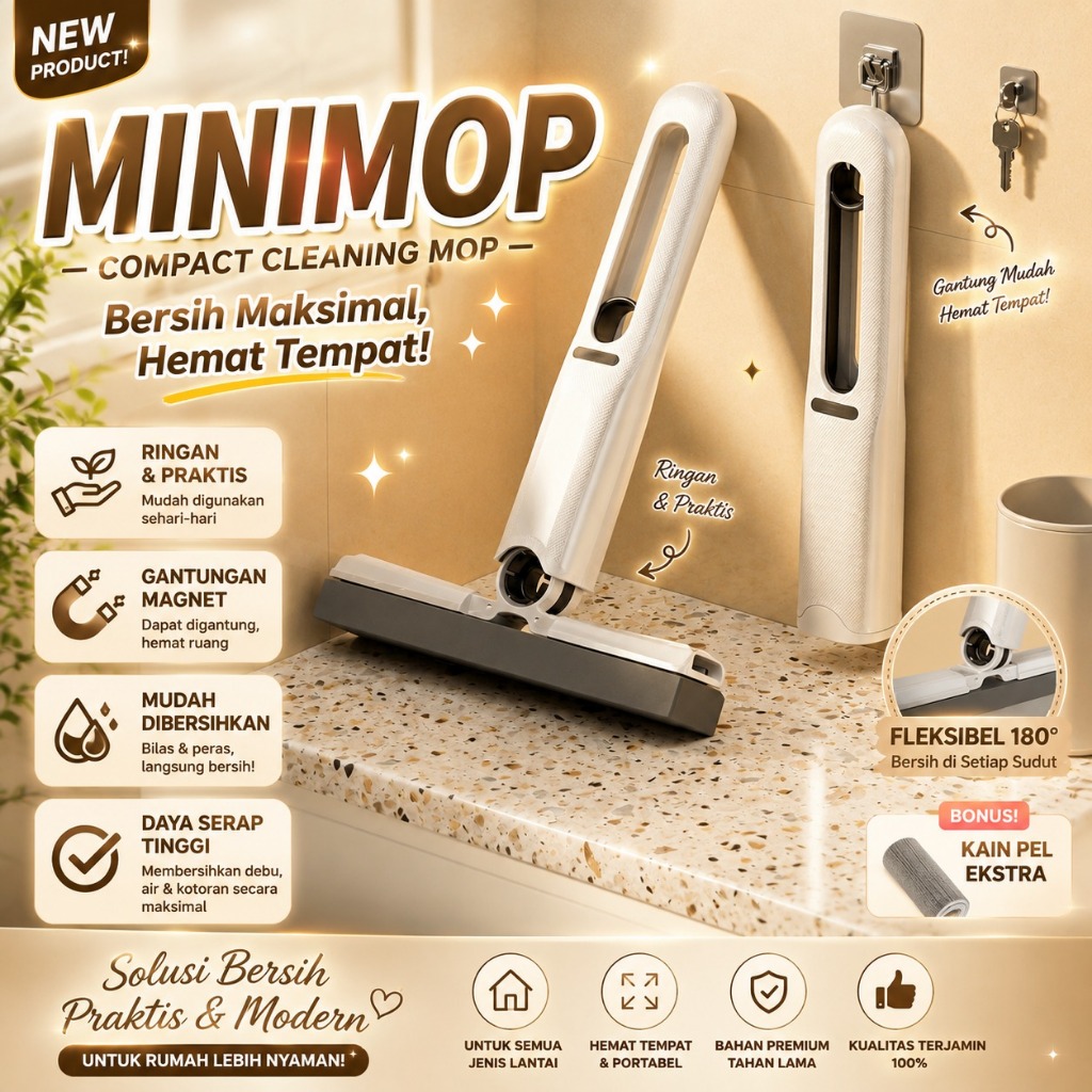 Portable Mini Mop Spons Alat Pel Pembersih Kaca Dan Dapur - foto 1