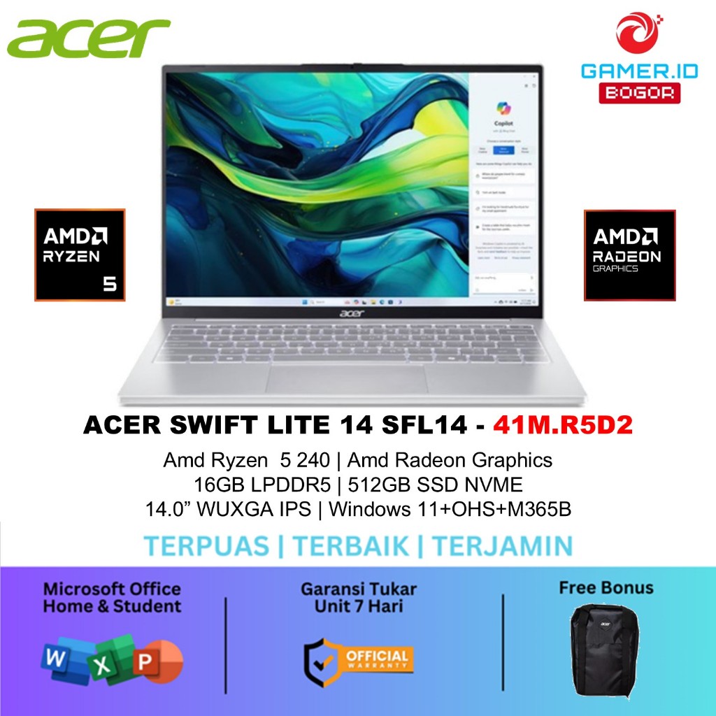 Jual ACER SWIFT LITE 14 SFL14 AMD RYZEN 5 240 16GB 512GB W11+OHS+M365B ...