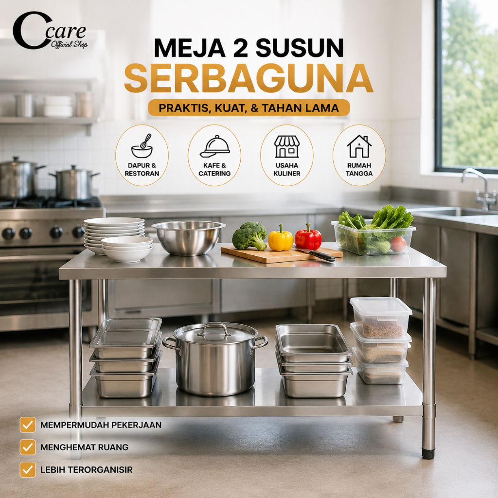 Jual Meja Dapur Stainless 2 Susun 150x80x80 CMKualitas Terbaik Meja ...