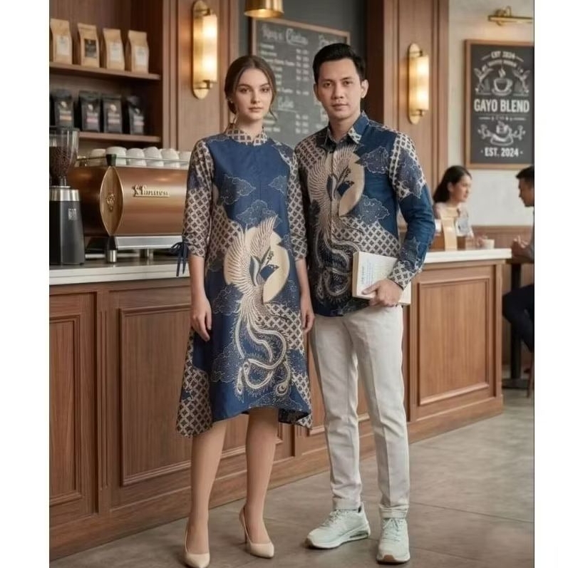 Batik Couple Peksi Bulan Navy Atasa