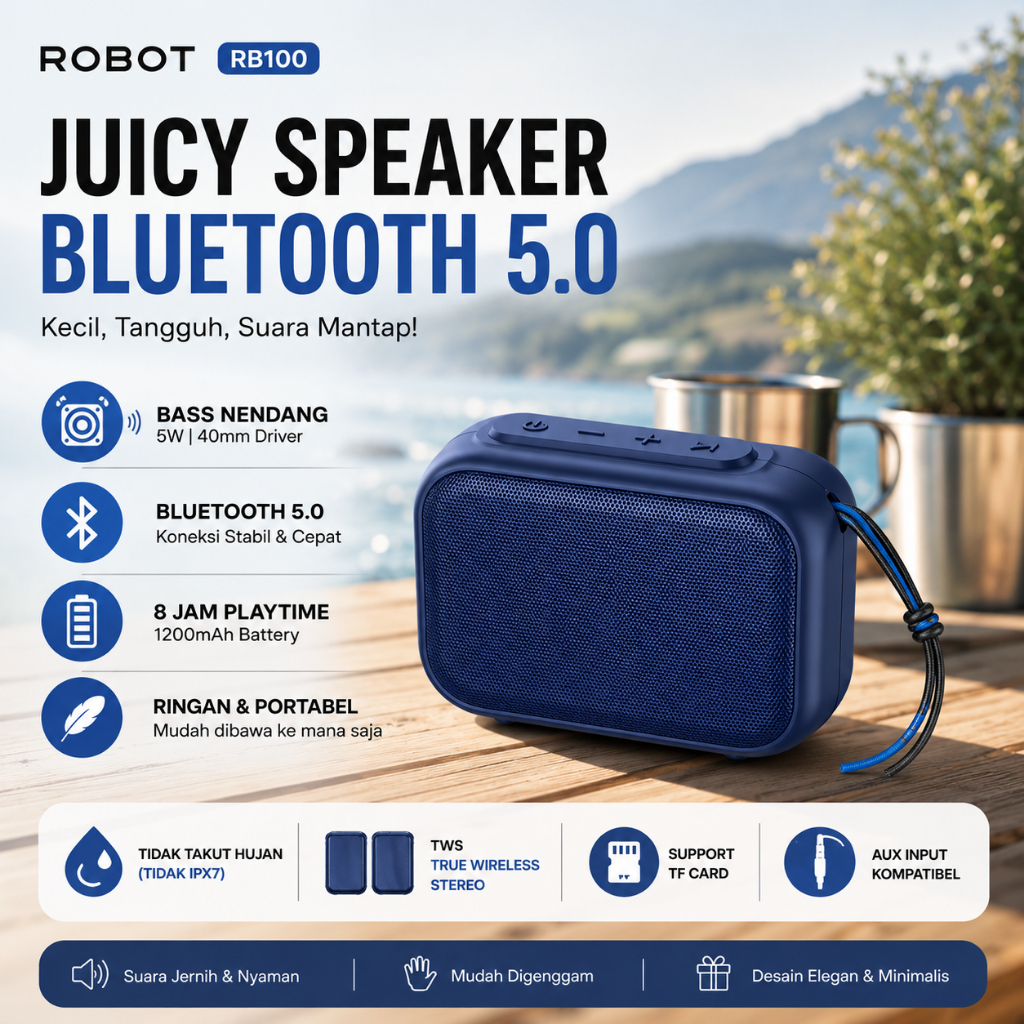 Jual ROBOT Speaker Bluetooth 5.0 Super Bass Mini Stereo TWS Hi-Fi Sound ...